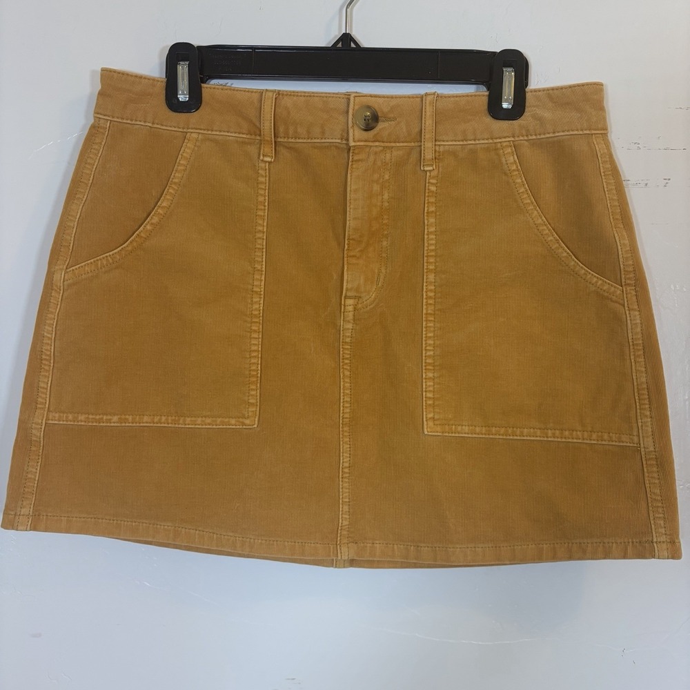 New-American Eagle Mini Cotton Skirt 10 Hi-Rise A-Line Corduroy Mustard Yellow